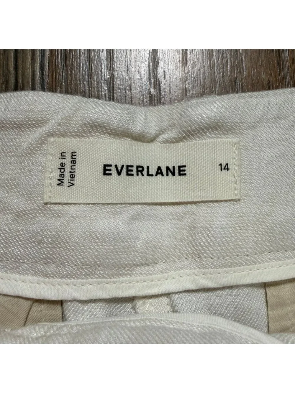 Everlane The Wide-Leg Pant in Stretch Linen Natural Chambray Size 14 NWT